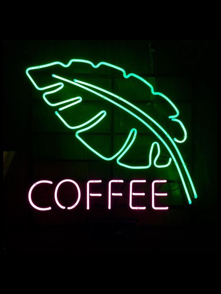 리프 유리 튜브와 커피에 대 한 네온 사인 상업 클럽 램프 resterant 아트 빛 광고 사용자 지정 디자인 영향 유치 빛